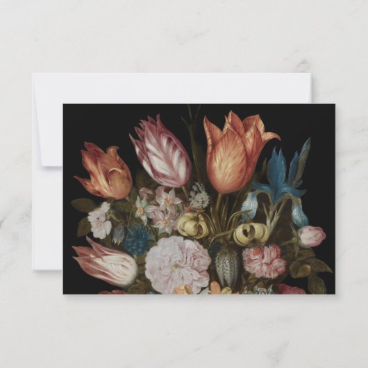 Dramatisch, Moody Dutch Masters Tulips in Bouquet RSVP Karte (Rückseite)