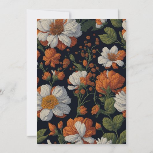 Dramatisch orange-weiße Retro-Blume Einladung (Rückseite)