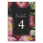 Dramatisch-rosa-florale Hochzeitsfeier-Tischnummer Tischnummer (Vorderseite)