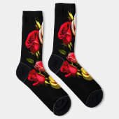 Dramatisch Rosa Gelbe Rosen auf schwarzen Socken (Rechts)