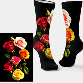 Dramatisch Rosa Gelbe Rosen auf schwarzen Socken