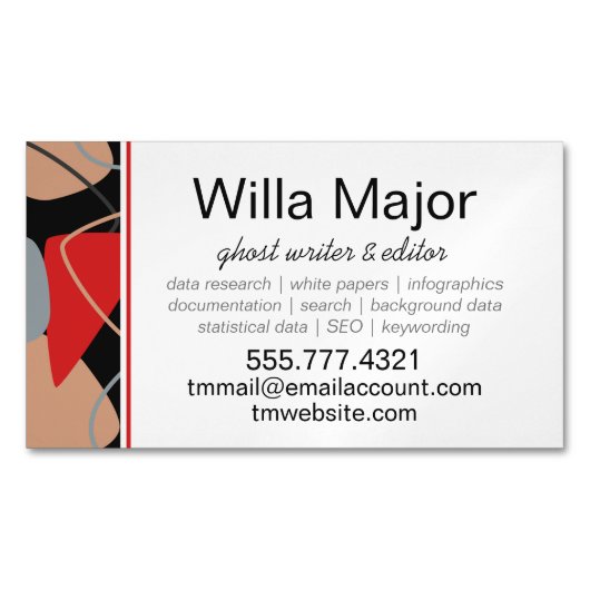 Dramatisch rot, schwarz, beige Abstrakte Schriftst Magnetische Visitenkarte (Vorderseite)