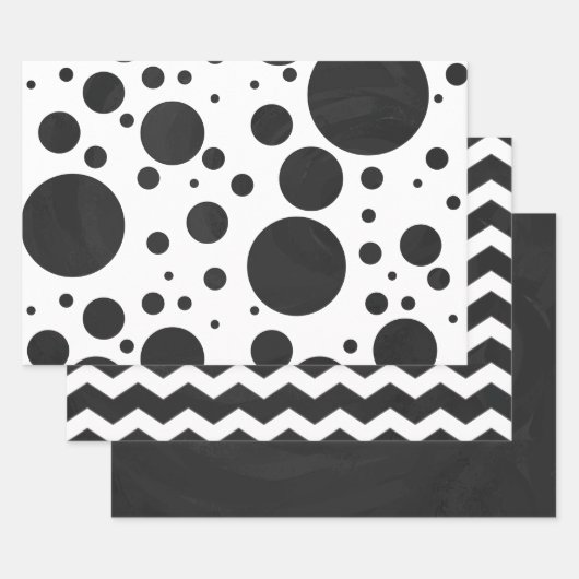 Dramatisch Schwarz Farbkoordinierte Muster Geschenkpapier Set (Set)