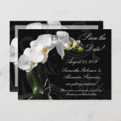 Dramatisch Schwarz-weiße Orchid-Blume Save the Dat Ankündigungspostkarte (Vorne/Hinten)