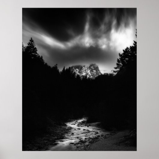 Dramatische Berg- und Flusslandschaft Poster (Vorne)