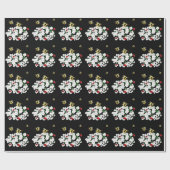 Dramatische Bienen und weiße Blume auf schwarz Geschenkpapier (Flach)