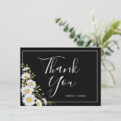 Dramatische Black & White Daisies Vielen Dank Flat Dankeskarte (Stehend Vorderseite)