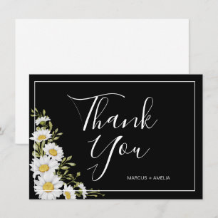 Dramatische Black & White Daisies Vielen Dank Flat Dankeskarte