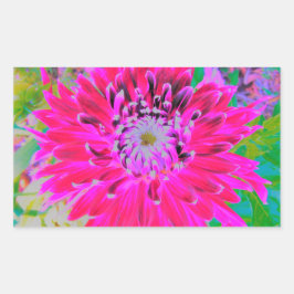 Dramatische Blume Crimson Red and Pink Dahlia Rechteckiger Aufkleber