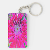Dramatische Blume Crimson Red and Pink Dahlia Schlüsselanhänger (Rückseite)