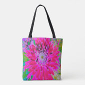 Dramatische Blume Crimson Red and Pink Dahlia Tasche (Rückseite)