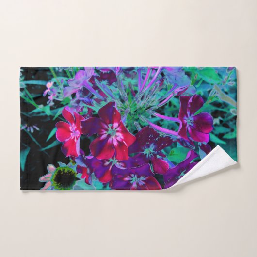 Dramatische Blume Rot, Lila und Rosa Garten Badhandtuch Set (Handtuch)