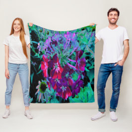 Dramatische Blume Rot, Lila und Rosa Garten Fleecedecke