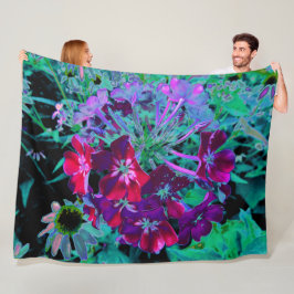 Dramatische Blume Rot, Lila und Rosa Garten Fleecedecke