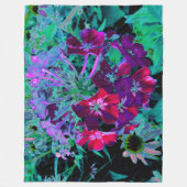 Dramatische Blume Rot, Lila und Rosa Garten Fleecedecke (Vorderseite)