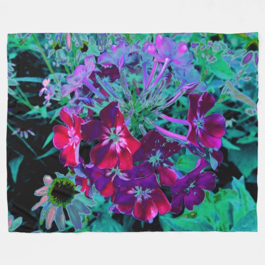 Dramatische Blume Rot, Lila und Rosa Garten Fleecedecke (Vorderseite (Horizontal))