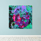 Dramatische Blume Rot, Lila und Rosa Garten Leinwanddruck (Insitu (Holzboden))