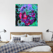 Dramatische Blume Rot, Lila und Rosa Garten Leinwanddruck (Insitu (Schlafzimmer))