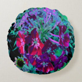Dramatische Blume Rot, Lila und Rosa Garten Rundes Kissen