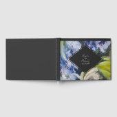 Dramatische Blumenblauer Botanische Hochzeit Gästebuch (Voll)