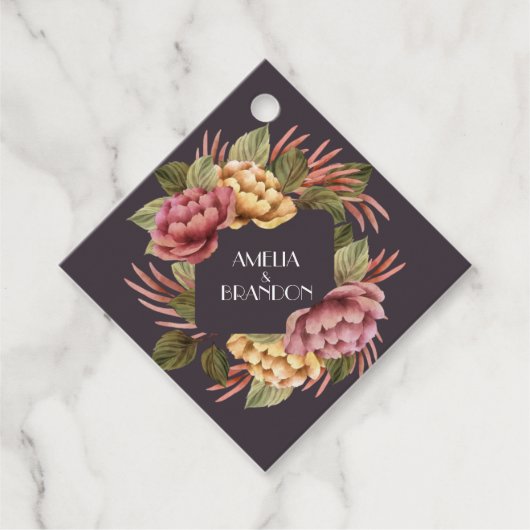 Dramatische Blumenhochzeit Geschenkanhänger (Vorderseite)