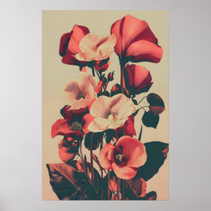 Dramatische dunkle Hibiskus-Kunst - Vintage Floral Poster
