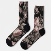 Dramatische Dusty Rose und Black Toile Crew Socks Socken (Linkes Detail)