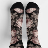 Dramatische Dusty Rose und Black Toile Crew Socks Socken (Oben)