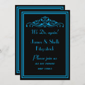Dramatische Erneuerung der Blue und Black Wedding  Einladung (Vorne/Hinten)