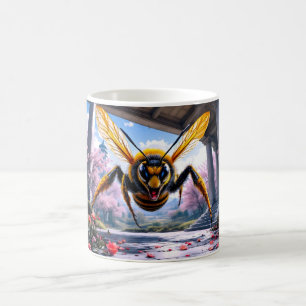 Dramatische fliegende Wespe Illustration Kaffeetasse