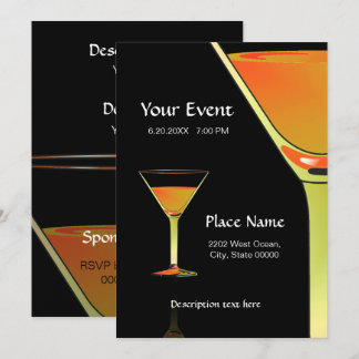 Dramatische Gold Martini Cocktails Einladung