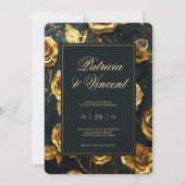 Dramatische Gold-Rose auf Einladung zur Black Wedd (Vorderseite)