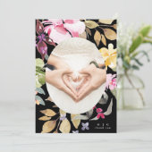 Dramatische Hochzeit der Wasserfarben Florals Dankeskarte (Stehend Vorderseite)