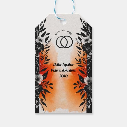 Dramatische Hochzeit mit schwarzem Orangen Geschenkanhänger (Vorderseite)