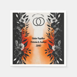 Dramatische Hochzeit mit schwarzem Orangen Serviette