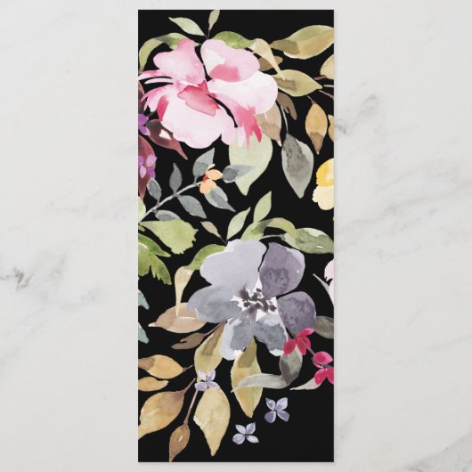 Dramatische Hochzeitsfeier mit Wasserfarbe Florals Programm (Rückseite)