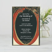 Dramatische Hochzeitsreise im Roten Jugendstil Einladung (Stehend Vorderseite)