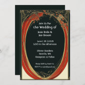 Dramatische Hochzeitsreise im Roten Jugendstil Einladung (Vorne/Hinten)