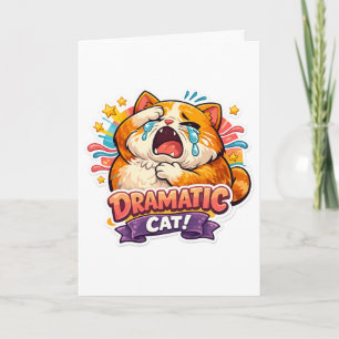 Dramatische Katze lustige weinende Cartoon-Kunst-R Karte
