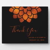 Dramatische Kupfer-Blume auf Black Danke Hochzeit Fotoplatte (Vorderseite)