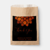 Dramatische Kupfer-Blume auf Black Danke Hochzeit Geschenktütchen (Vorderseite)