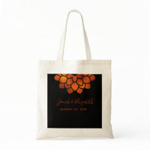 Dramatische Kupfer-Blume auf Black Wedding Tote Ba