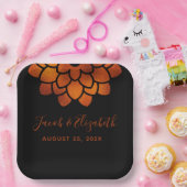 Dramatische Kupfer-Blume auf der Schwarzen Hochzei Pappteller (Party)