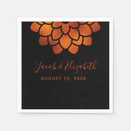 Dramatische Kupfer-Blume auf der Schwarzen Hochzei Serviette