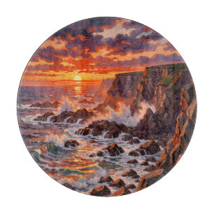 Dramatische Küstenlandschaft mit Sonnenuntergang - Schneidebrett