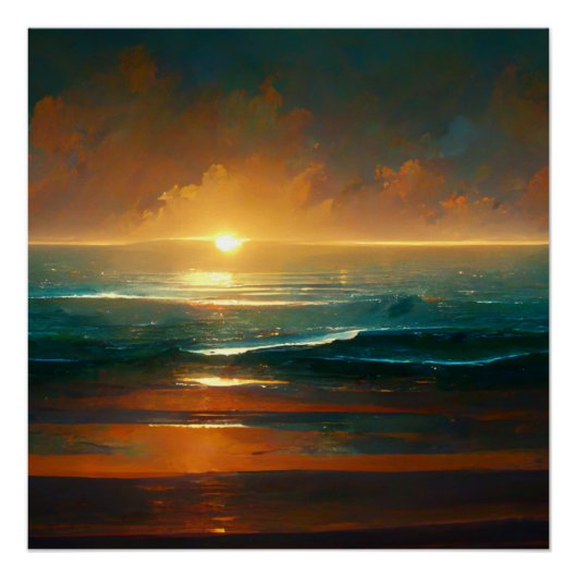 Dramatische Landschaft des blauen Ozeans Poster (Vorderseite)