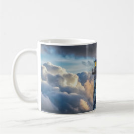 Dramatische Leuchtturm-Meereslandschaft mit stürmi Kaffeetasse