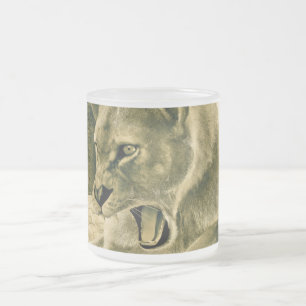 Dramatische Löwinnen-Safari-Wildnis-Kunst Mattglastasse