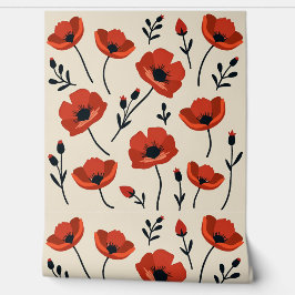 Dramatische Mohnensammlung | Minimalistisch botani Tapete
