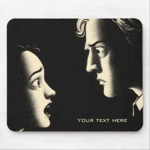 Dramatische Noir-Konfrontation Vintage-Illustratio Mousepad